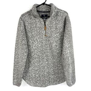 Simply Southern Jacket Womens Size Large Sweater Gray Sherpa 1/4 Zip Pullover